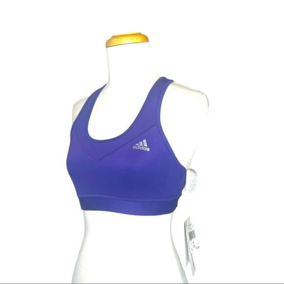 Adidas Sports Bra NWT Women’s Performance Tec- Fit Sports Bra Purple Size Small - Picture 2 of 14